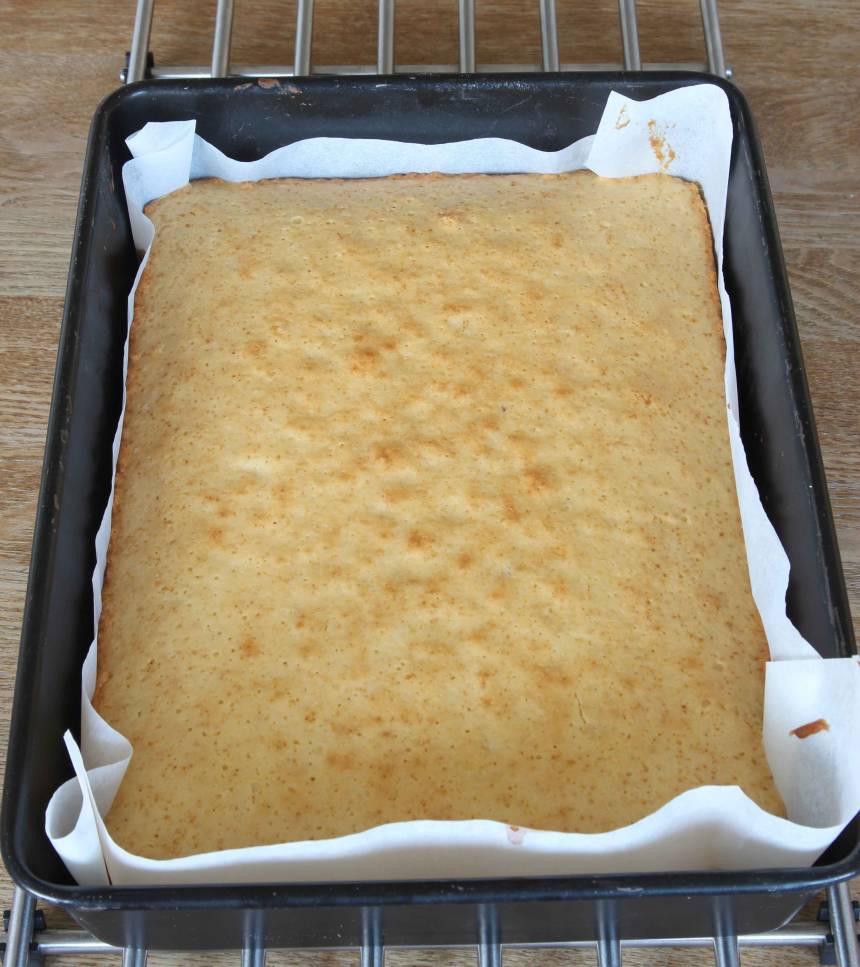 3. Grädda kakan längst ner i ugnen i 30–35 min. Låt den svalna i formen. 
