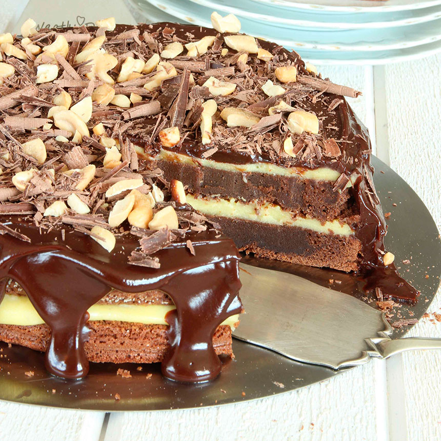 Fransk chokladtårta med vaniljkräm