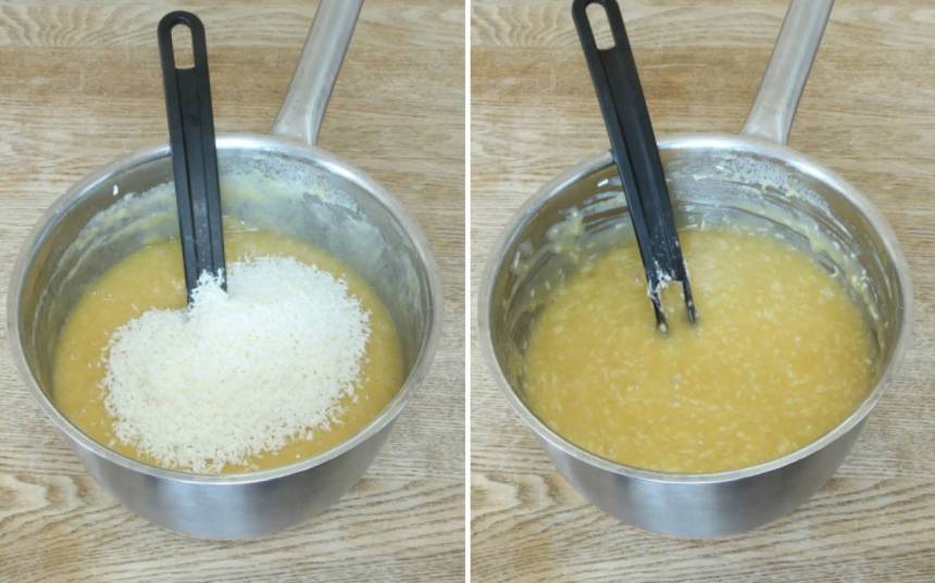 1. Sätt ugnen på 180 grader. Smält smöret i en kastrull och rör ner sockret. Tillsätt resten av ingredienserna och blanda ihop allt till en slät smet. 