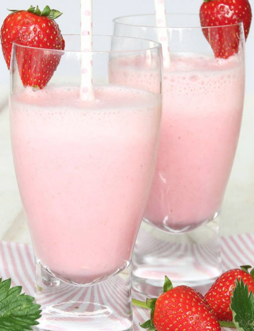 Sockerfri, supergod jordgubbsmilkshake – klicka här för recept!