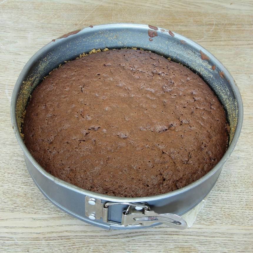 5. Grädda kakan mitt i ugnen i ca 25–28 min. Låt den kallna i formen. 